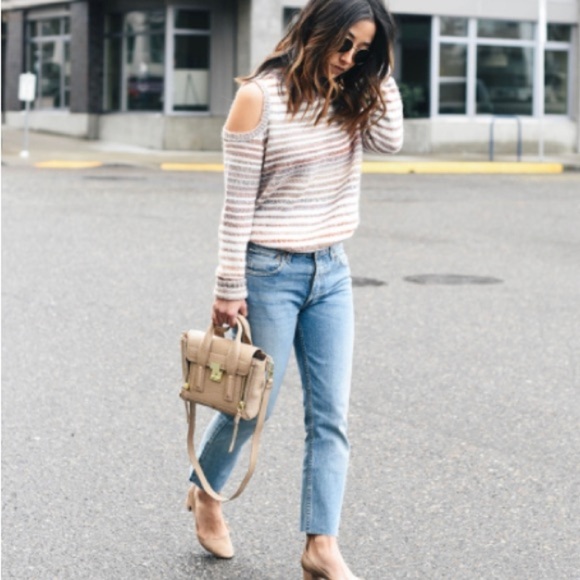 Rebecca Minkoff Page stripe cold shoulder sweater size large - Picture 14 of 14